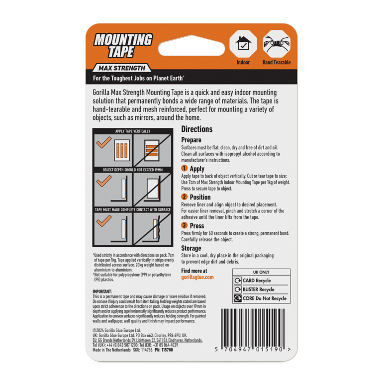 Gorilla Max Strength Mounting Tape