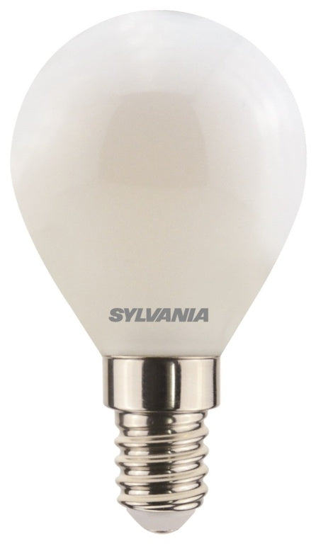 Sylvania LED Retro Ball Lamp Satin 470 Lumen E14 SES Neutral White