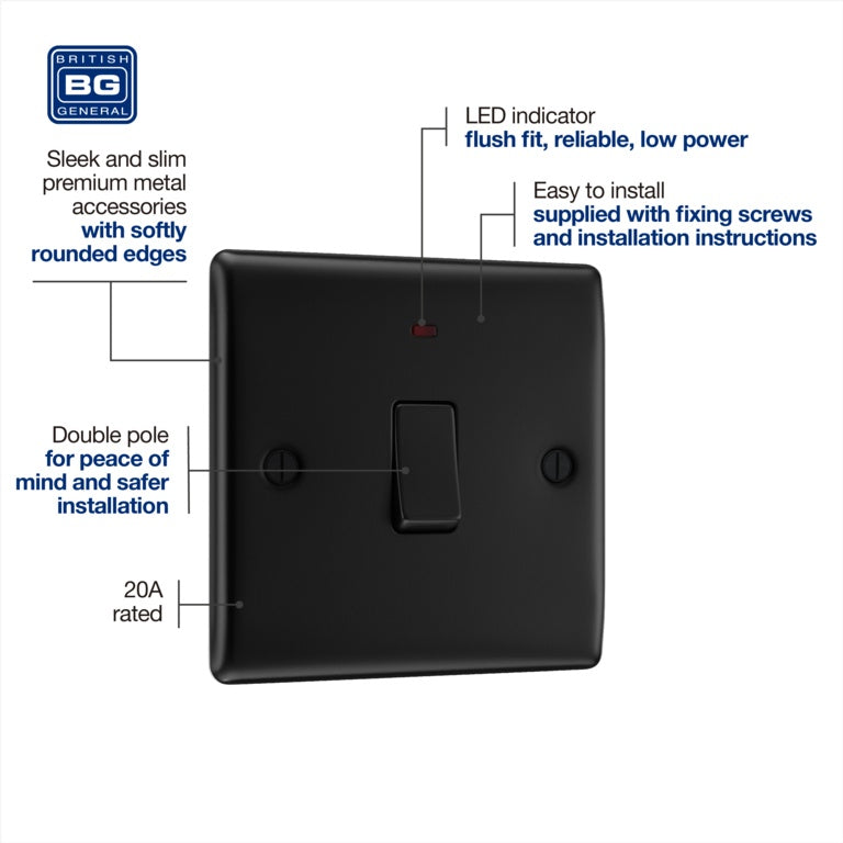 BG Double Pole Switch With Power Indicator