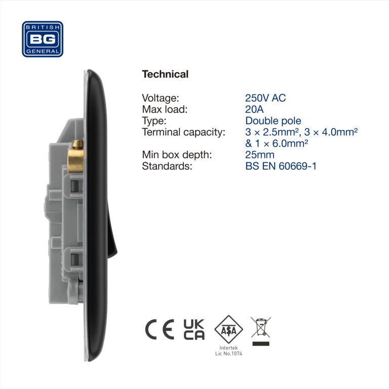 BG Double Pole Switch With Power Indicator