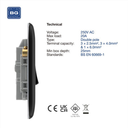 BG Double Pole Switch With Power Indicator