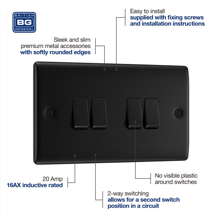 BG Quadruple Switch 16ax 2 Way