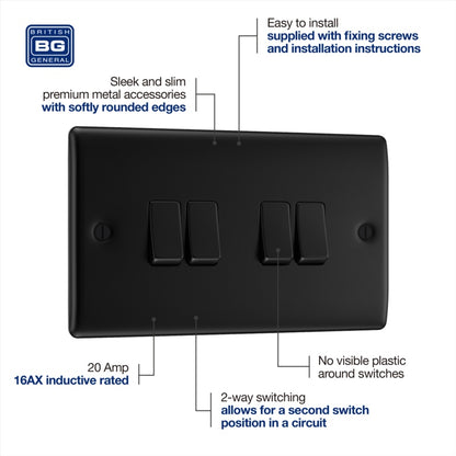 BG Quadruple Switch 16ax 2 Way