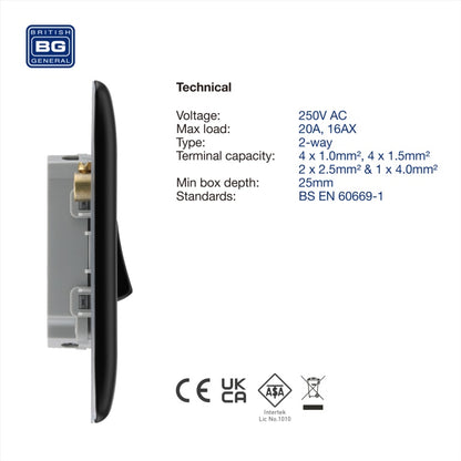 BG Quadruple Switch 16ax 2 Way