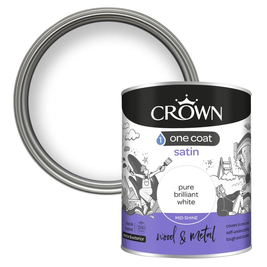 Crown One Coat Satin Brilliant White 750ml