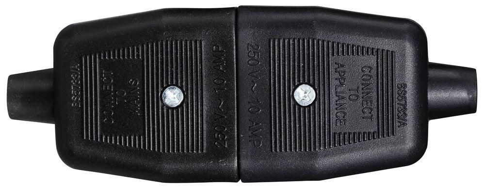 Masterplug 2 x 10 Amp 2 Pin Heavy Duty Reversible Connector Black
