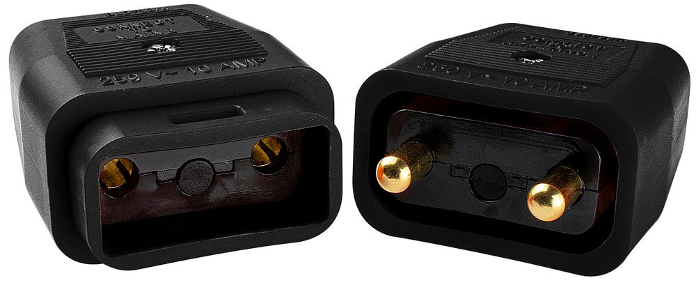 Masterplug 2 x 10 Amp 2 Pin Heavy Duty Reversible Connector Black