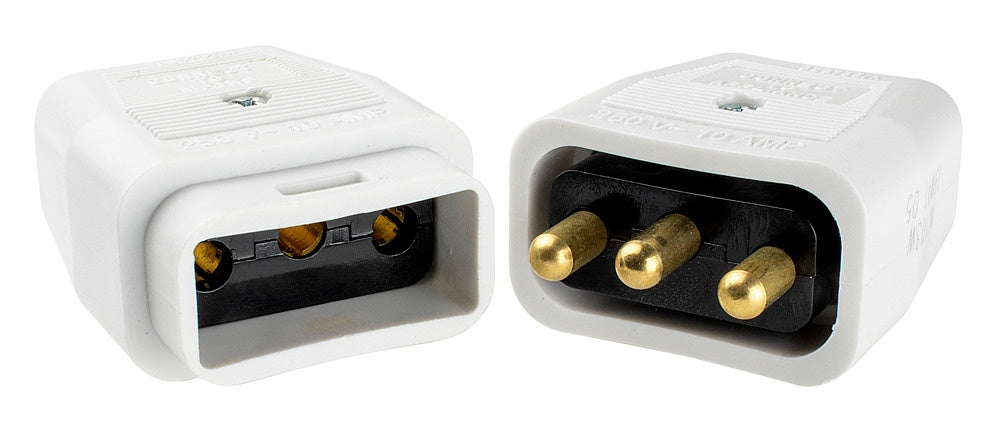 Masterplug 10 Amp 3 Pin Heavy Duty N/Rev Connector White