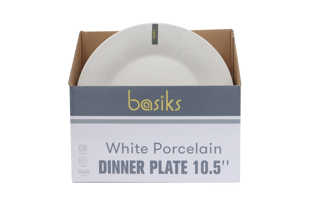Basiks White Porcelain Dinner Plate
