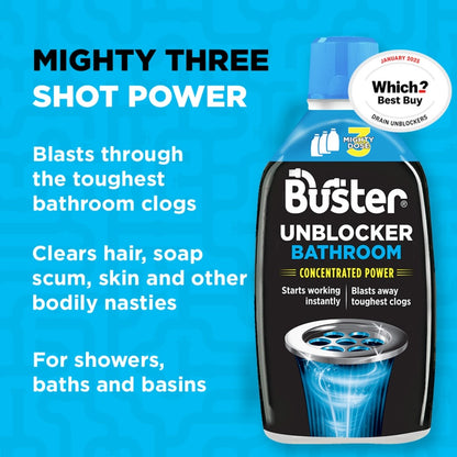 Buster Bathroom Plughole Unblocker 3 Dose