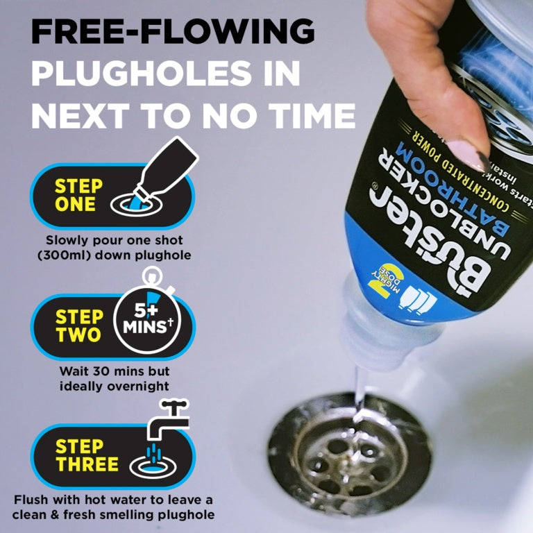 Buster Bathroom Plughole Unblocker 3 Dose