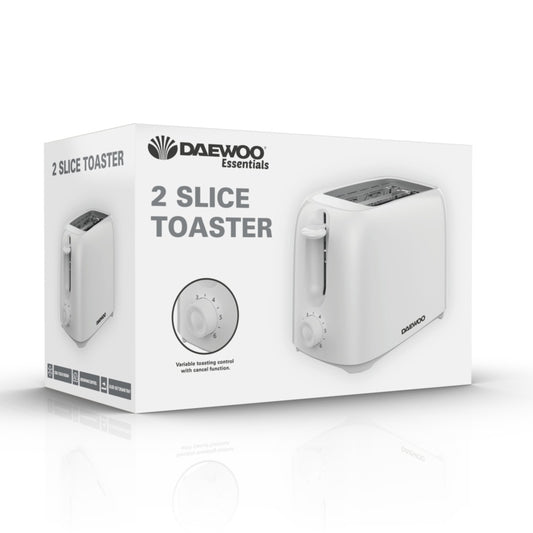 Daewoo Plastic Toaster 2 Slice Pure White