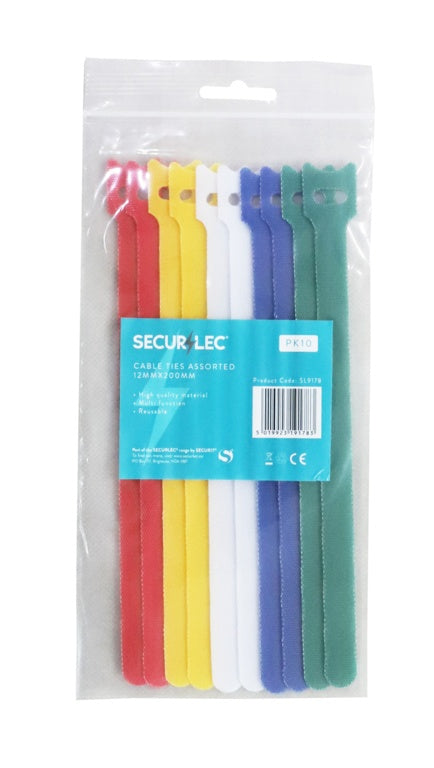 Securlec Cable Ties Assorted 12 x 200mm Pack 10