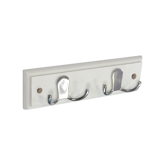 Securit White Hat & Coat Board 2 Chrome Plated Double Hooks