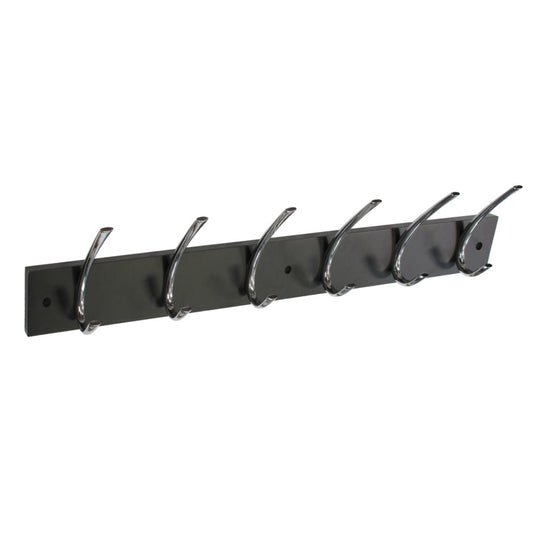 Securit Black Hat & Coat Board 6 Chrome Plated Hooks