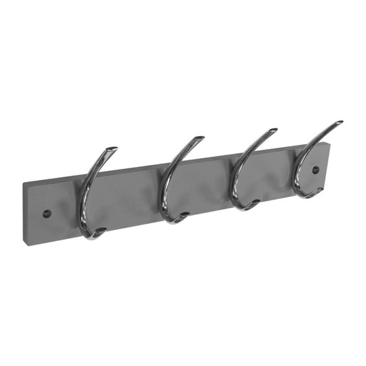 Securit Grey Hat & Coat Board 4 Chrome Plated Hooks