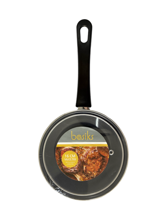 Basiks Carbon Steel Saucepan And Lid 16cm