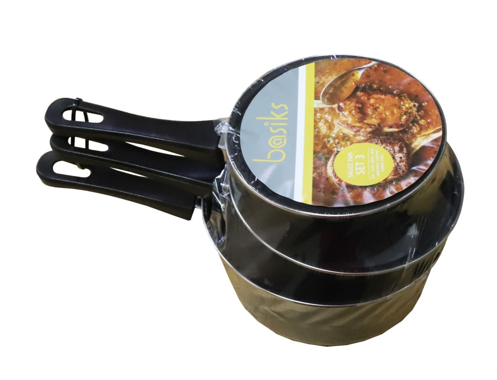 Basiks Carbon Steel Saucepan Set