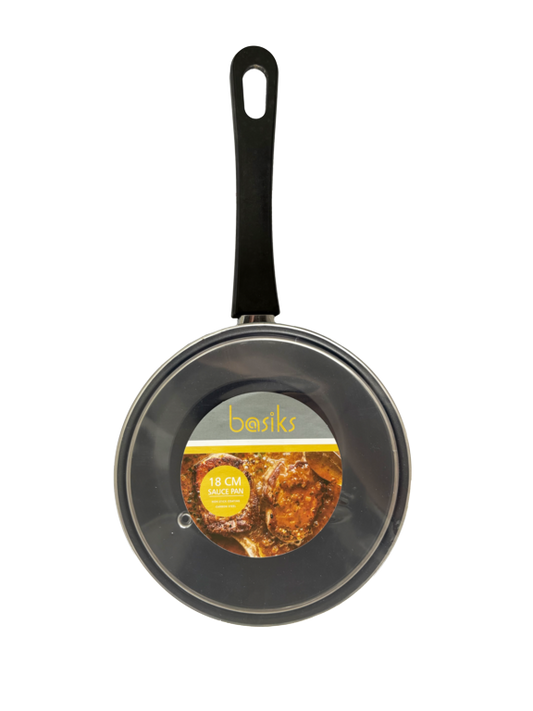 Basiks Carbon Steel Saucepan And Lid 18cm