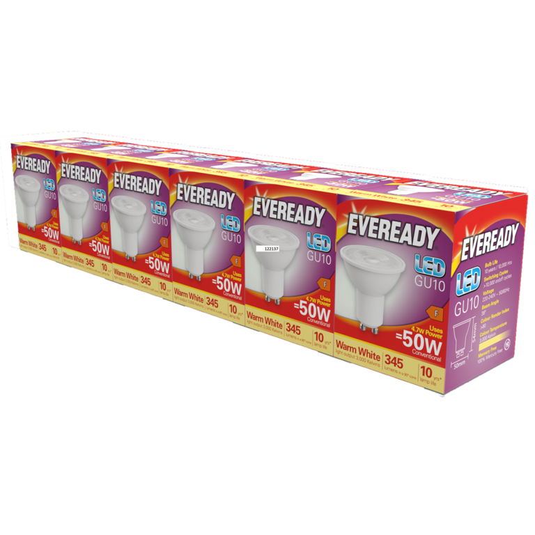 Eveready LED GU10 Pack 6 3000k/345lm