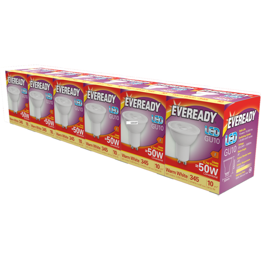 Eveready LED GU10 Pack 6 3000k/345lm