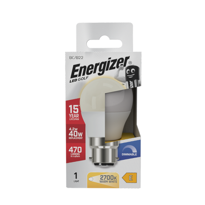 Energizer LED Golf 470lm Opal B22 Dimmable