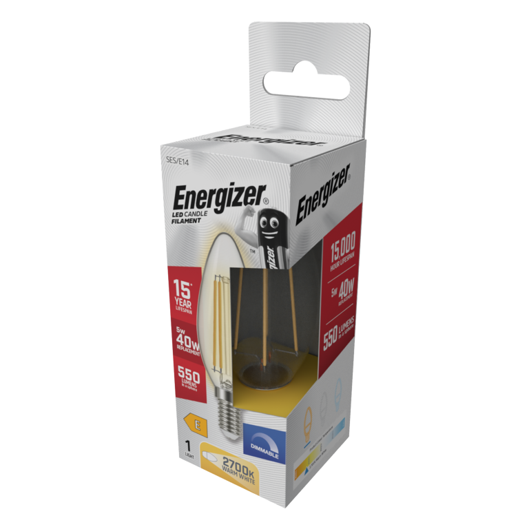 Energizer Filament LED Candle 2700k Dimmable 5w