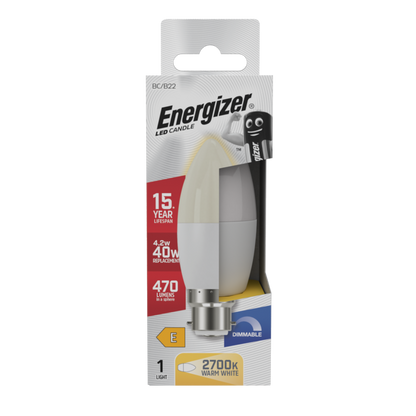 Energizer LED Candle 470lm Opal B22 Dimmable