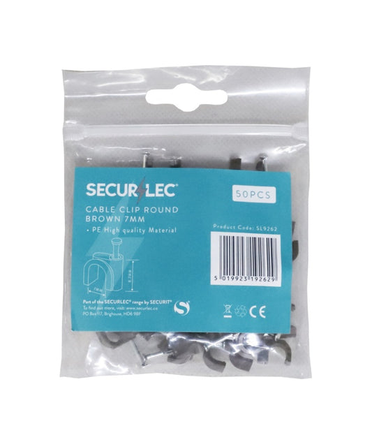 Securlec Cable Clip Round Black 7mm 50 Piece