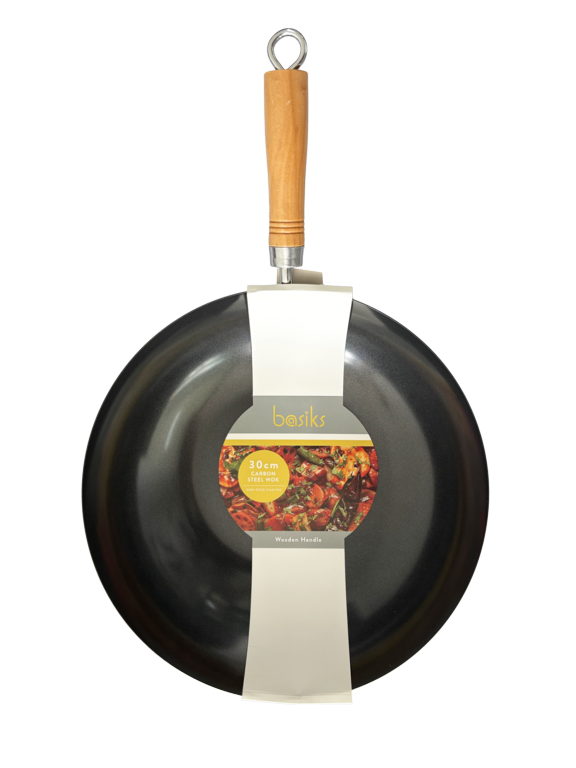 Basiks Carbon Steel Wok + Wood Handle