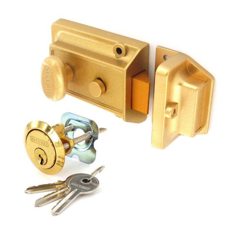 Securit Champagne Finish Nightlatch Brass Cylinder Standard