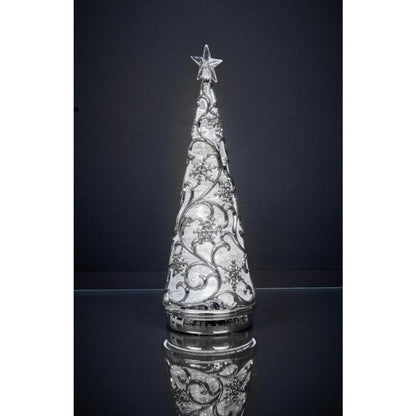 Premier Lit Chrome Tree With Star Colour Changing LEDs 30cm