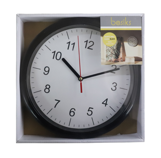 Basiks 23cm Quartz Wall Clock Black