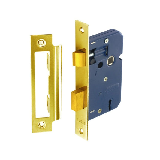 Securit 3 Lever Sash Lock Brass Plated with 4 Keys 75mm