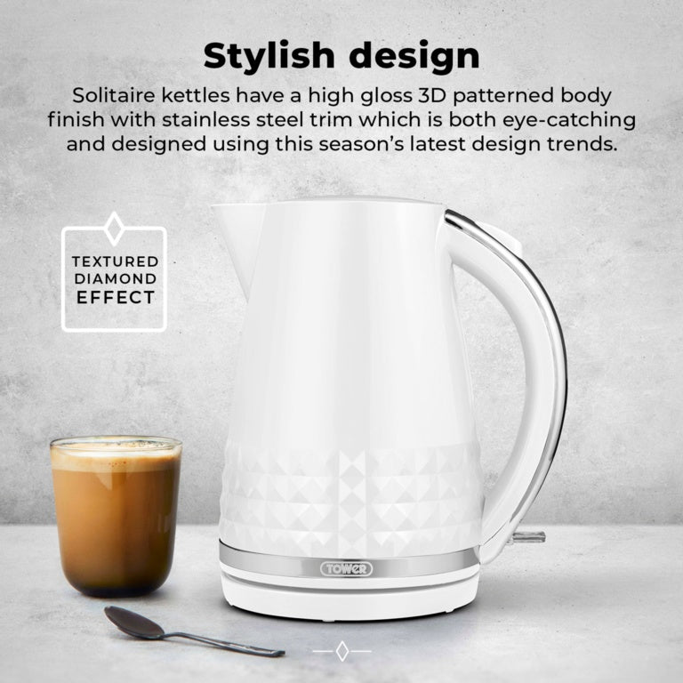 Tower Solataire White Kettle 3kw