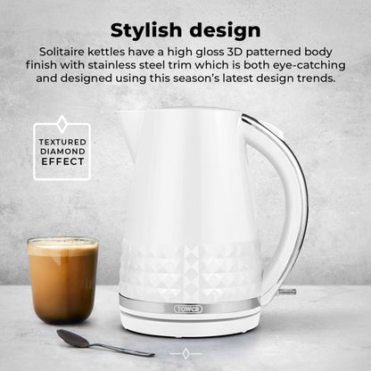 Tower Solataire White Kettle 3kw