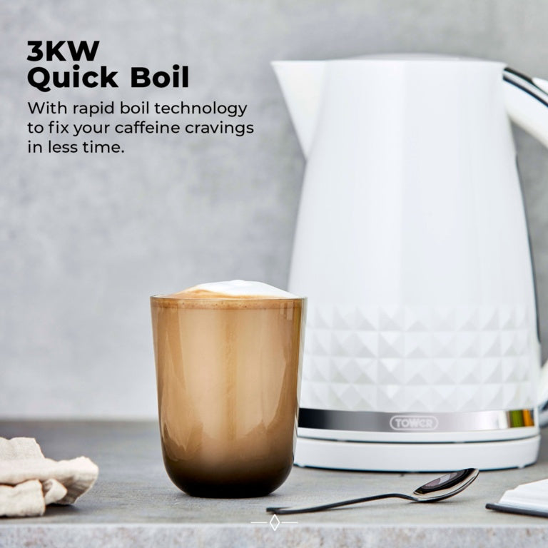 Tower Solataire White Kettle 3kw