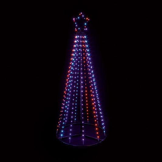 Premier Multi Action FlexiBright Pyramid Tree 1.4m Red/Blue/White