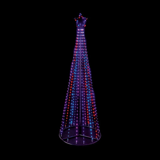Premier Multi Action FlexiBright Pyramid Tree 2.5m Red/Blue/White