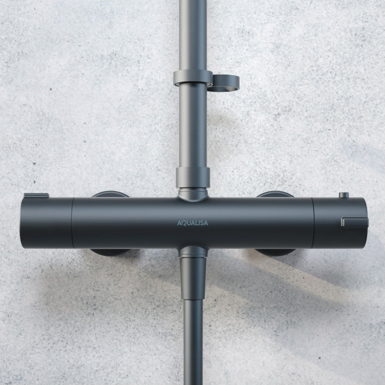 Aqualisa Round Bar Valve Dual Mixer Shower Matt Black