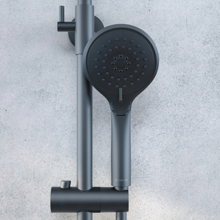 Aqualisa Round Bar Valve Dual Mixer Shower Matt Black