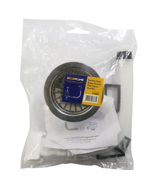 Securplumb Stainless Steel Sink Basket Strainer & Overflow 40mm