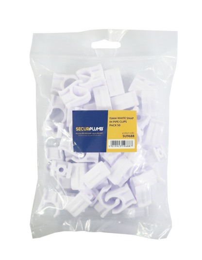 Securplumb 15mm Snap In Pipe Clips Pack 50