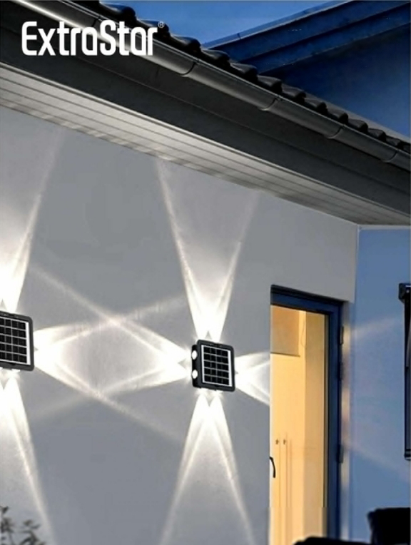 Extrastar LED Solar 4 Way Wall Lamp 6500k