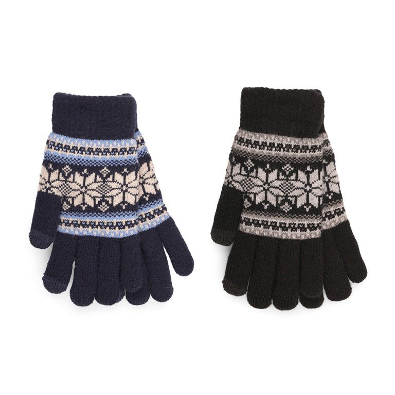 RJM Mens Jacquard Touch Screen Gloves