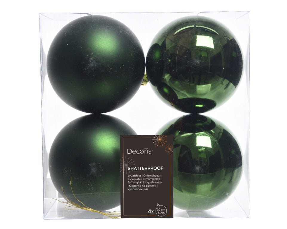 Kaemingk Shatterproof Plain Baubles Pine Green 10cm