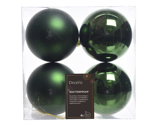 Kaemingk Shatterproof Plain Baubles Pine Green 10cm