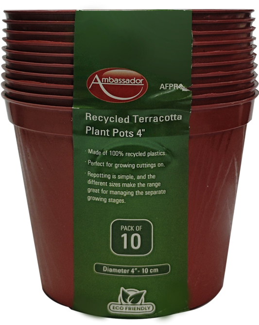 Ambassador Terracotta Plant Pots 4" Pack 10