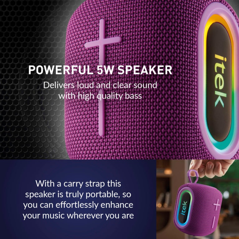 Itek Bluetooth Purple Speaker & LED Lights