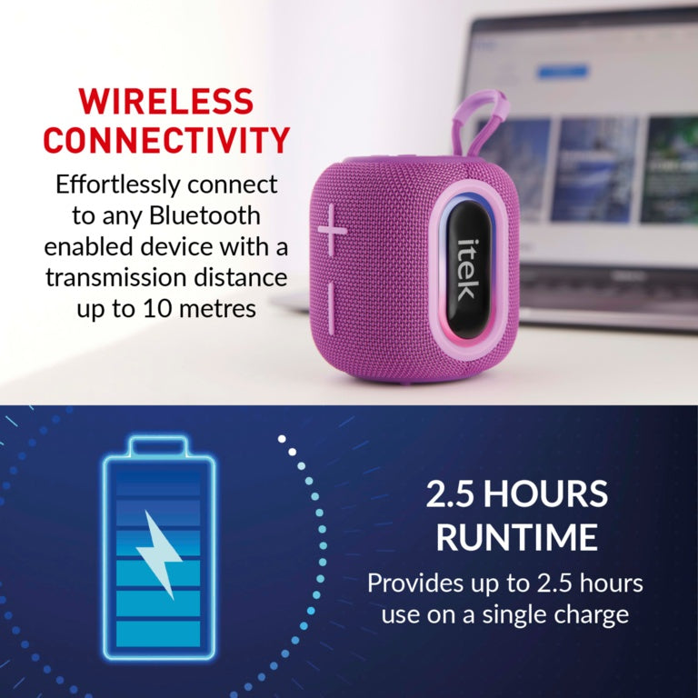 Itek Bluetooth Purple Speaker & LED Lights